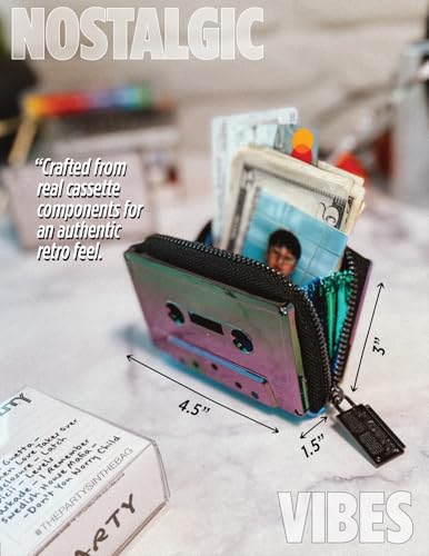 Cassette Tape Wallet Fun Wallets for Women | 80s Retro Cassette Wallet | Funky Wallet 4 Gen-X Gift | Use: Compact Credit Card Holder, Funny Wallet, Novelty Wallet, Kawaii Wallet | Rainbow4