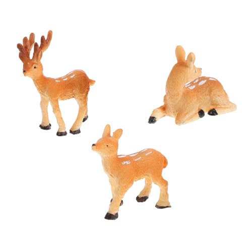 BESTonZON Mini Decorazioni a Forma Di Cervo in Resina, Statua Di Cervo in Miniatura Per Giardini, Vasi Di Piante Succulente e Decorazioni Da Interno Per Casa e Acquario, Set Da 3 Pezzi