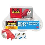Scotch Heavy Duty Shipping Packing Tape, Clear, Shipping and Packaging Supplies, 1.88 in. x 54.6 yd., 6 Tape Rolls with 1 Dispenser