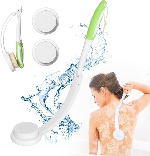Kit d'aide à la crème pour le dos (3 têtes de brosse interchangeables), brosse à dos extra longue avec long manche - Soin optimal du dos 2024