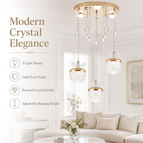 Suspension en cristal de luxe avec lustre LED moderne ajustable - 5