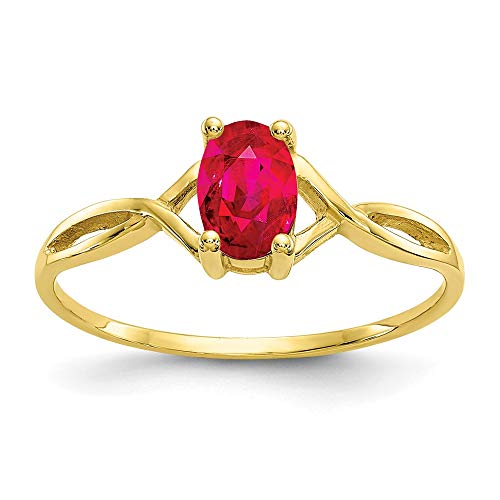10k Yellow Gold Genuine Ruby Birthstone Ring Fine Jewelry For