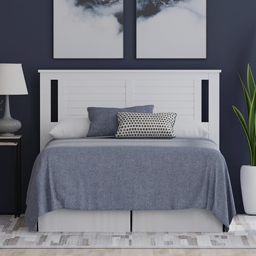 ComfIQ Serene Poplar Wood Full Size Headboard in White, Modern Farmhouse Panel with Horizontal Scoring, Casual Coastal Style, Easy Assembly, Quality Materials - Image 6