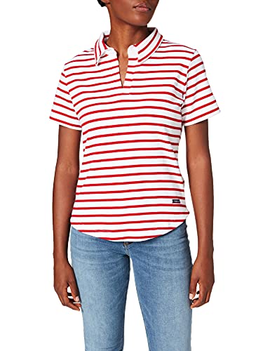 Armor Lux Women's Polo Quille Femme Shirt, Blanco (White/Braise 320), 10 (S)