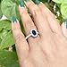 1 Carat Oval Cut Blue Sapphire & Diamond Halo Engagement Ring For Women, 14K White Gold Plated 925 Silver September Birthstone Bridal Side Stone Ring