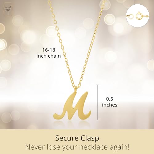 MAX + STONE 10k Solid White or Yellow Gold Dainty Script Initial Extendable Necklace, 16+2 inches3