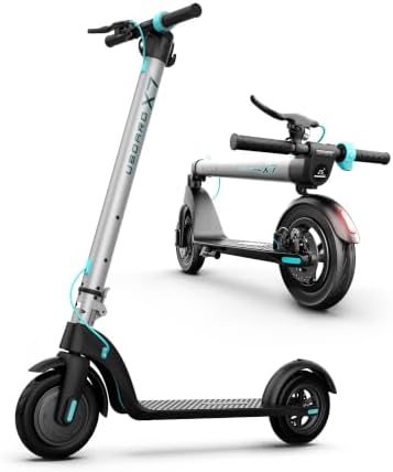 UBOARD X7 Electric Scooter: Max Speed 25 Km/H, Range 25 Km, 3 Speed Modes, 3-Hour Fast Charging, Fold-N-Carry Design, LED & Disc Brake, Lightweight, 125 Kg Capacity, Silver, Adult