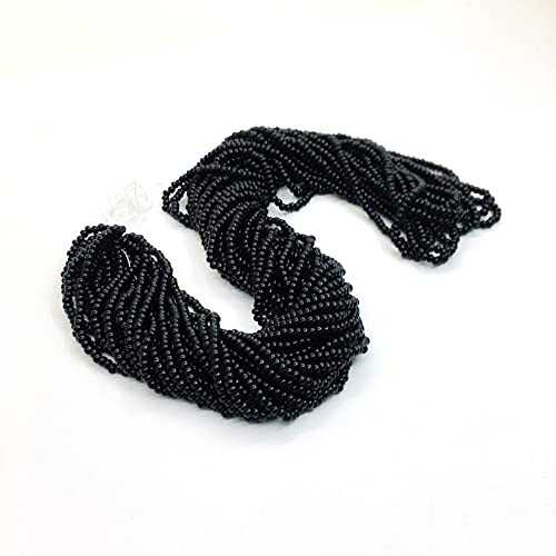 Perlin Seed Beads 2 mm Preciosa Ornela Czech 9000 Pieces CZ Glass Beads 11/0 24 on Multiple Strands (Black Opaque)