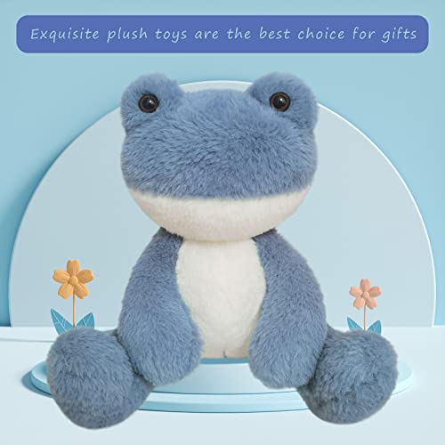 Doindute Navy Blue Frog Plush Stuffed Animal, Cute Furry Frog Toy, Soft Cuddly Plushie Hugger Toy For Boys Girls, Gifts For Kids Or Girlfriend, 8.5" #TOP4