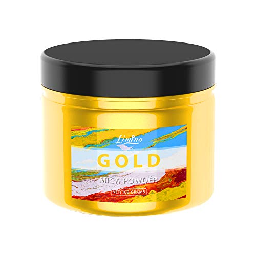 Mica Powder Pure - 3.5oz Metallic Pearl Epoxy Resin Color Pigment - Cosmetic Grade Coloring Pigment Natural Dye for Soap Making Supplies Kit Bath Bomb Colorant Paint Nail Art for Adult Hobby(Gold)