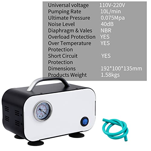 Lab Vacuum Pump, Oilless Diaphragm Vacuum Pump With Rubber Tube, Portable Small Laboratory Vacuum Filtration Pump (10L/Min) #TOP5