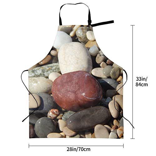 Sea Pebble Rocks Stones Printed Aprons With 2 Pockets Waterproof Durable Adjustable Bib Apron Unisex Apron For Cooking Baking Painting #TOP1