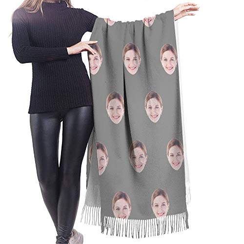 JINLIN Women Scarves, Personalized Face Scarf Winter Long Scarves Wraps - Tassel Shawl Gift for Mother Father Grandma3