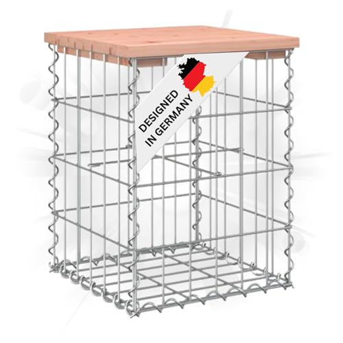 DELUKE Gartenbank Gabionen BIKS aus Stahl | 33x31x42cm Massivholz Douglasie | Gabionenbank Gartentisch aus Gabionen Steinkorb Gabionengitter Ziergabione Drahtkorb befüllbar DELUKE Gartenbank Gabionen BIKS aus Stahl | 33x31x42cm Massivholz Douglasie | Gabionenbank Gartentisch aus Gabionen Steinkorb Gabionengitter Ziergabione Drahtkorb befüllbar