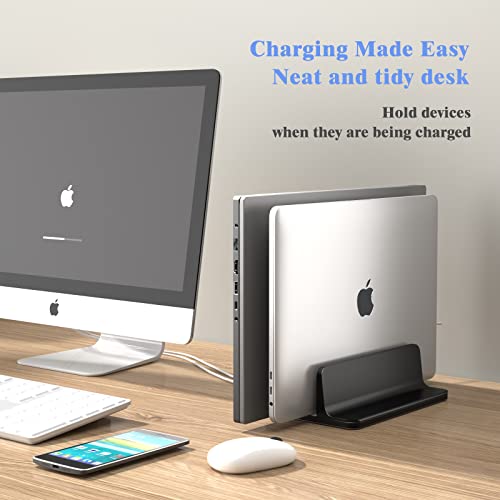 Vertical-Laptop-Stand-Holder-Adjustable-2-Slot-Aluminum-MacBook-Desktop-HoldeUp-to-173-inch-Space-Saving-for-All-MacBookChromebookSurfaceDelliPad-and-Gaming-Laptops-Black