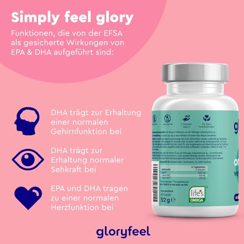 Foto von Omega 3 Vegan aus Algenöl 1440mg - Markenrohstoff life's™ OMEGA - Triglycerid-Form hochdosiert: DHA + EPA - Premium Rohstoff aus nachhaltigem Anbau - Laborgeprüft in Deutschland hergestellt