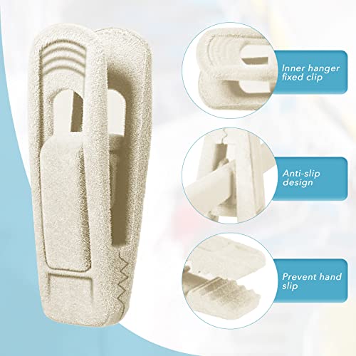 120 Pcs Beige Velvet Hangers Clips Strong Non Slip Velvet Pants Hangers Flocked Clothes Clips Baby Finger Clips For Kids Adults Suit Skirt Clothes Thin Slim Felt Hangers #TOP3