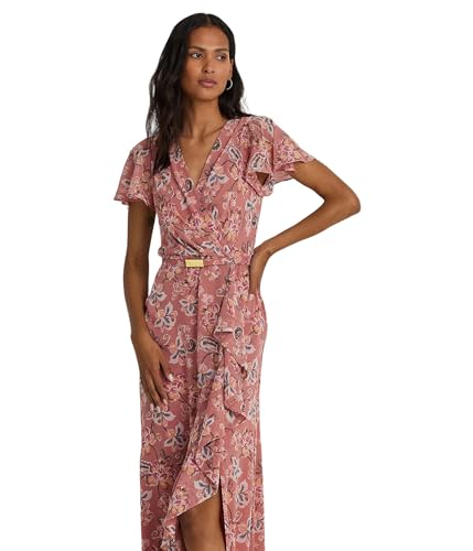 Lauren Ralph Lauren Women's Floral Belted Flutter-Sleeve Gown4