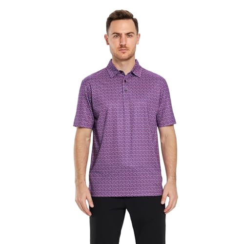 Image of Golf Shirts for Men Dry Fit Short Sleeve Print Performance Moisture Wicking Polo Shirt