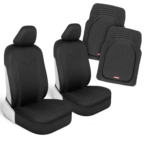 Image of Motor Trend (2) Car Seat Covers for Front Seats with (2) Trimmable Car Floor Mats - Universal Fit Auto Accessories for Cars, Trucks, SUVs, Vans - Interior Protection and Vehicle Interior Shield Combo