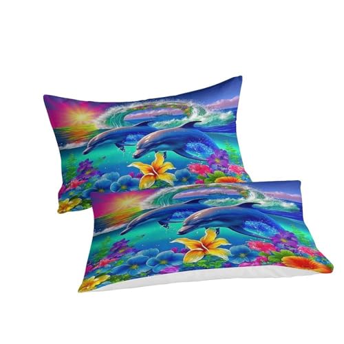 Housse de couette dauphin 3D microfibre parure de lit 220x240