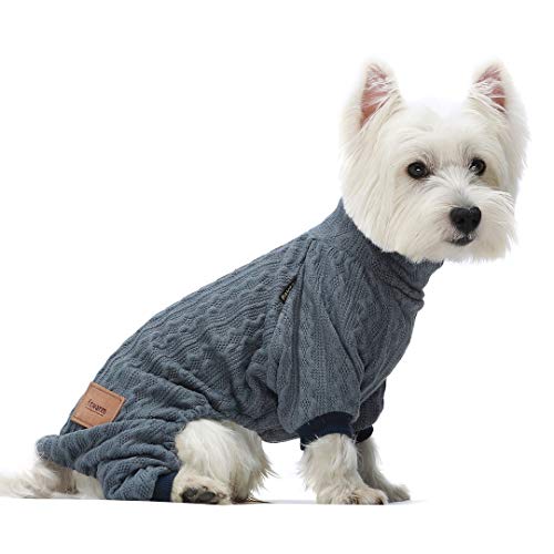 Fitwarm Turtleneck Knitted Dog Sweaters Winter Outfits Pet Coats Cat Clothes Blue Medium