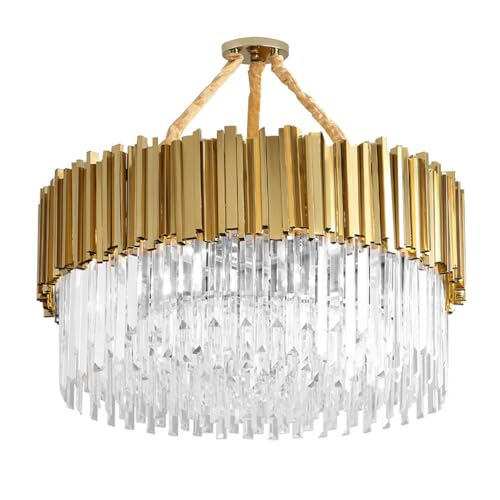 Lustre en cristal moderne LED suspension ovale 40 cm pour salon LWX
