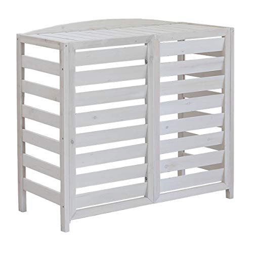 住まいスタイル 逆ルーバー室外機カバー AIRNA(エアナ) (幅93×奥行39×高さ84cm) ホワイト AC-L930WHT(SST) 木製 室外機 カバー 日除け 目隠し