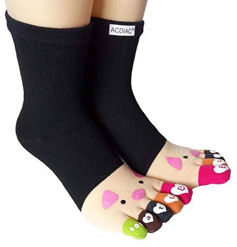 Image of acdiac Women's Cotton Toe Socks,five Finger Socks,Funny and Funky cartoon theme sport Toe Socks
