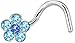 20g Surgical Steel Aqua Blue Gemmed Flower Top Nose Screw