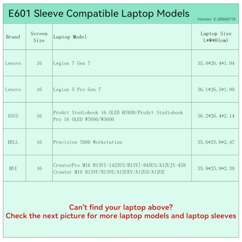 Image of Smatree Elite Laptop Sleeve for 16 inch Lenovo Legion, ASUS ProArt Studiobook, DELL Precision, MSI, Protective Laptop Case with Pocket(E601)