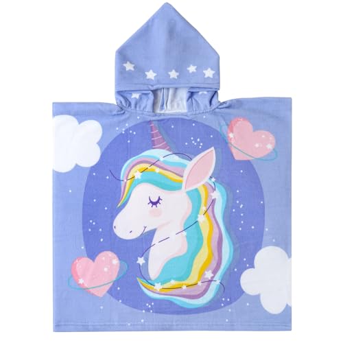 Image of NovForth Kids Beach Towel for Boys Girls, Hooded Bath Towel Wrap, Toddler Pool Towel with Hood