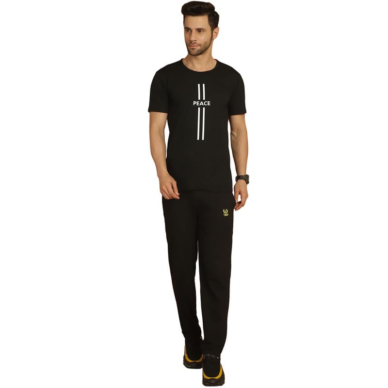 Mack Jonney Printed Round Neck Cotton Half sleeves Co-ord set Tracksuit For Men-P-MACK52901-T_PRT_41_YLW_D10_YLW___2