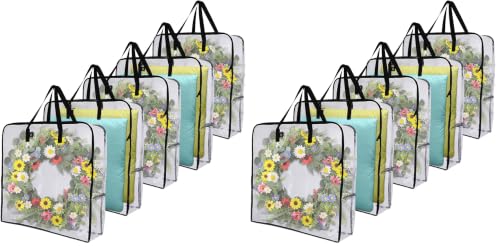 Image of VENO 10 Pack Summer Wreath Storage Bag, Spring, Christmas Decoration Garland Container, 30 Inch Clear Door Wreath Organizers, Moving Boxes, Packing Supplies for College (Square - 10 Pack)