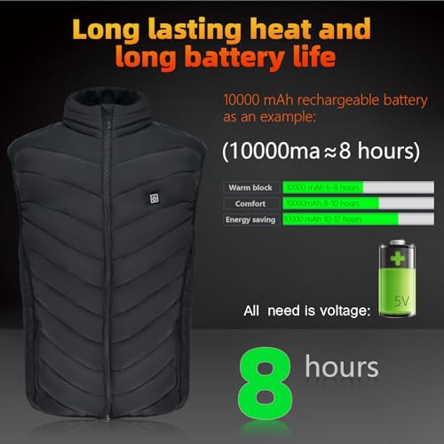 Beheizbare Weste,Beheizte Weste Damen/Herren,Winter Warm Draussen USB Aufladung Elektrische Heizweste Beheizbare Weste mit 9 Heizzonen,Beheizte Weste für Outdoor Motorrad Radfahren (M, Schwarz)