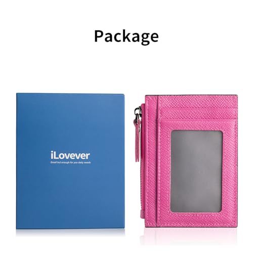 Image of Slim Wallet for Women Small Leather RFID Blocking Credit Card Holder Minimalist Front Pocket Wallet with Coin Purses & Pouches,RoseRed