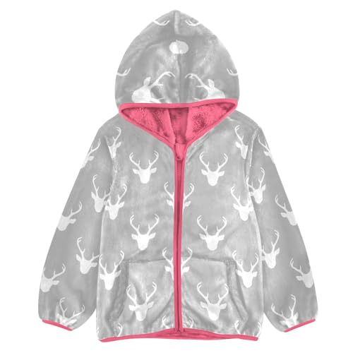 OTVEE Winter Christmas Deer Heads Kids Hoodie Jacket Fall Spring Full Zip Warm Outwear Coat