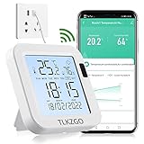 TLKZGO WiFi Temperatur Feuchtigkeit, Hygrometer Thermometer Monitor, Smart Alert, kostenlose Datenspeicherung, großer Bildschirm mit Hintergrundbeleuchtung, funktioniert mit Alexa/Google