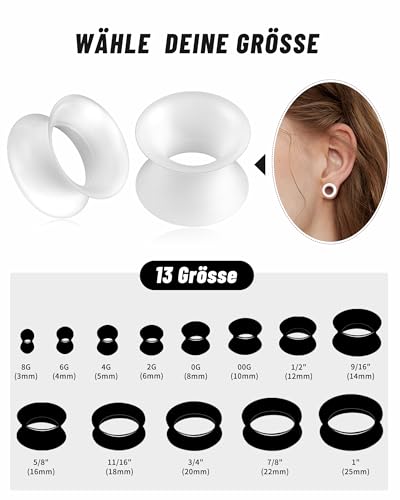 Longbeauty 2 Paare Extra Weiche Silikon Flesh Tunnel Plug Double Flared 3-25mm (Stil A, 10MM)