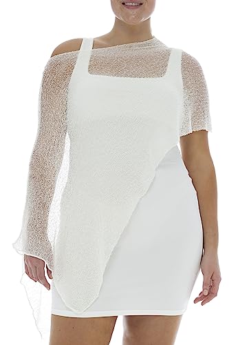 Image of Back From Bali Womens Plus Size Sheer Poncho Shrug - Lightweight Knit Pullover Bolero Sweater 2X 3X 4X