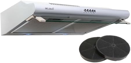 BELDEKO - Hotte Casquette/Visière 60 cm BLANC 240 m3/h 2 Filtres à charbon