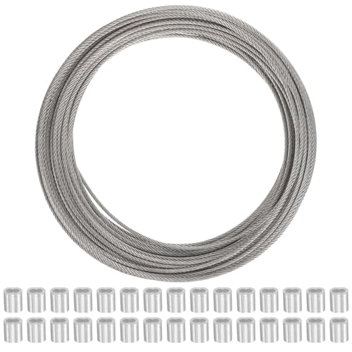 IOBIDDYS ステンレス製構造ワイヤーロープ 耐荷重高強ガーデニング用ケーブル 屋外対応手すり フェンス補強用鋼索キット