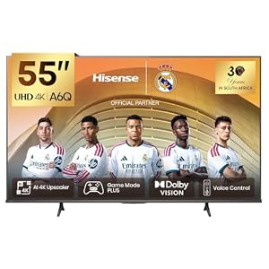 Hisense Smart TV 55 Inch 4K Ultra HD 2025 55A6Q Dolby Vision, HDR 10, Game Mode Plus, Alexa Built-in, VIDAA Voice, DVB-T2/S2 HEVC 10 Tuner, Lativù 4K, LED