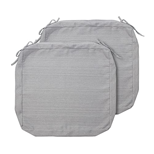 Magpie Fabrics Indoor Outdoor Cushion Cover Replacement 2 Pack, NO Insert! Water Repellent Slipcover with Ties Christmas Decor for Patio Garden Chair Seat Sofa Bench Wicker(Grey Linen, 22x20x4 Inch)