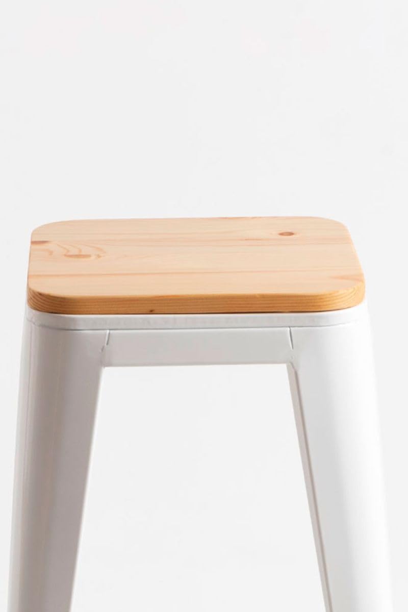 Regalos Miguel - Pack 2 Taburetes Torix Altos Madera Natural 76 cm - Blanco