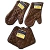 Home Collection Kitchen Oven Mitt Pot Holder Set Kitchen Linens Oven Mitt Pot Holder Pack Brown