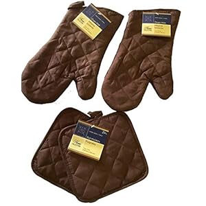 Home Collection Kitchen Oven Mitt Pot Holder Set Kitchen Linens Oven Mitt Pot Holder Pack (Brown) Home Collection Kitchen Oven Mitt Pot Holder Set Kitchen Linens Oven Mitt Pot Holder Pack Brown