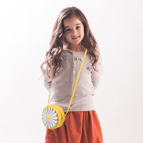 LUOZZY 2pcs Adorable Daisy Pu Lightweight Crossbody Purse Wallet for Little Girls Kids Everyday Use Yellow3