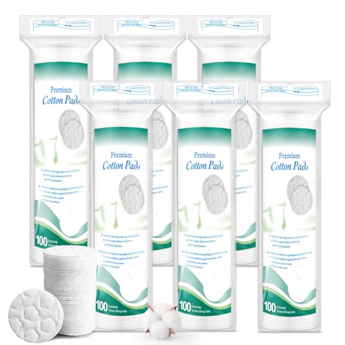 Premium Cotton Rounds for Face, 600 Count Makeup Remover Pads, 100% Pure & Natural Facial Cleansing Round Pads, Hypoallergenic, Lint-Free