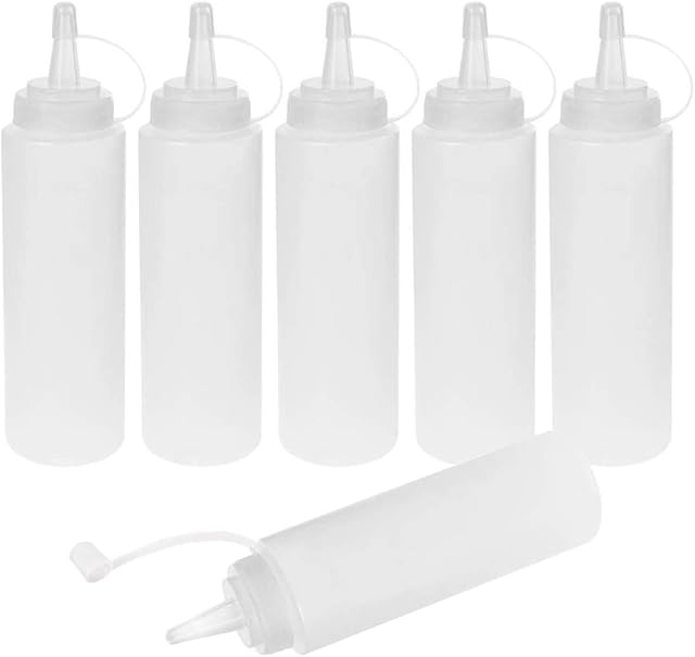 Ovtai butelka do wyciskania, 6 sztuk butelek na sosy, 250 ml szczelna i w 100% wolna od BPA butelka z tworzywa sztucznego dozownik na przyprawy do sosów, dressingów, musztardy, ketchup